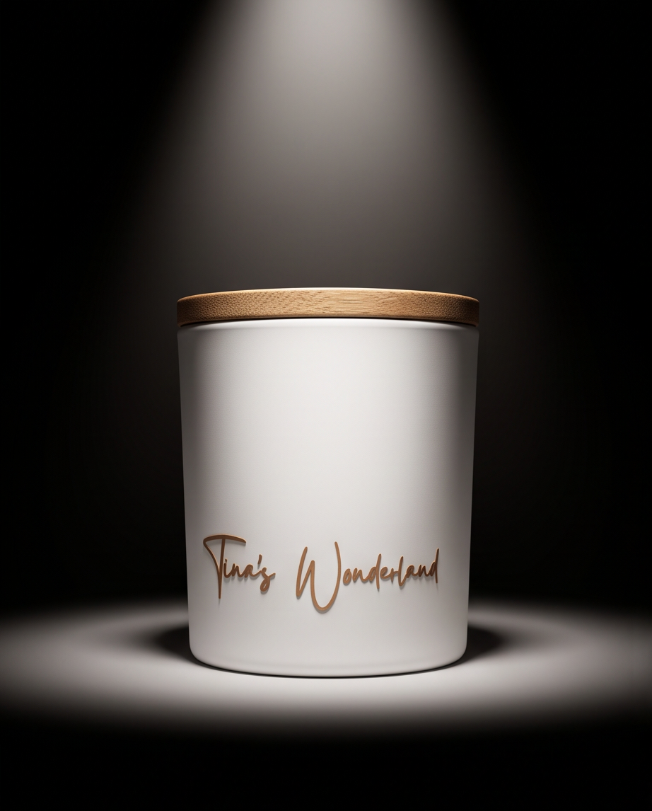 Matte white soy candle with wooden lid