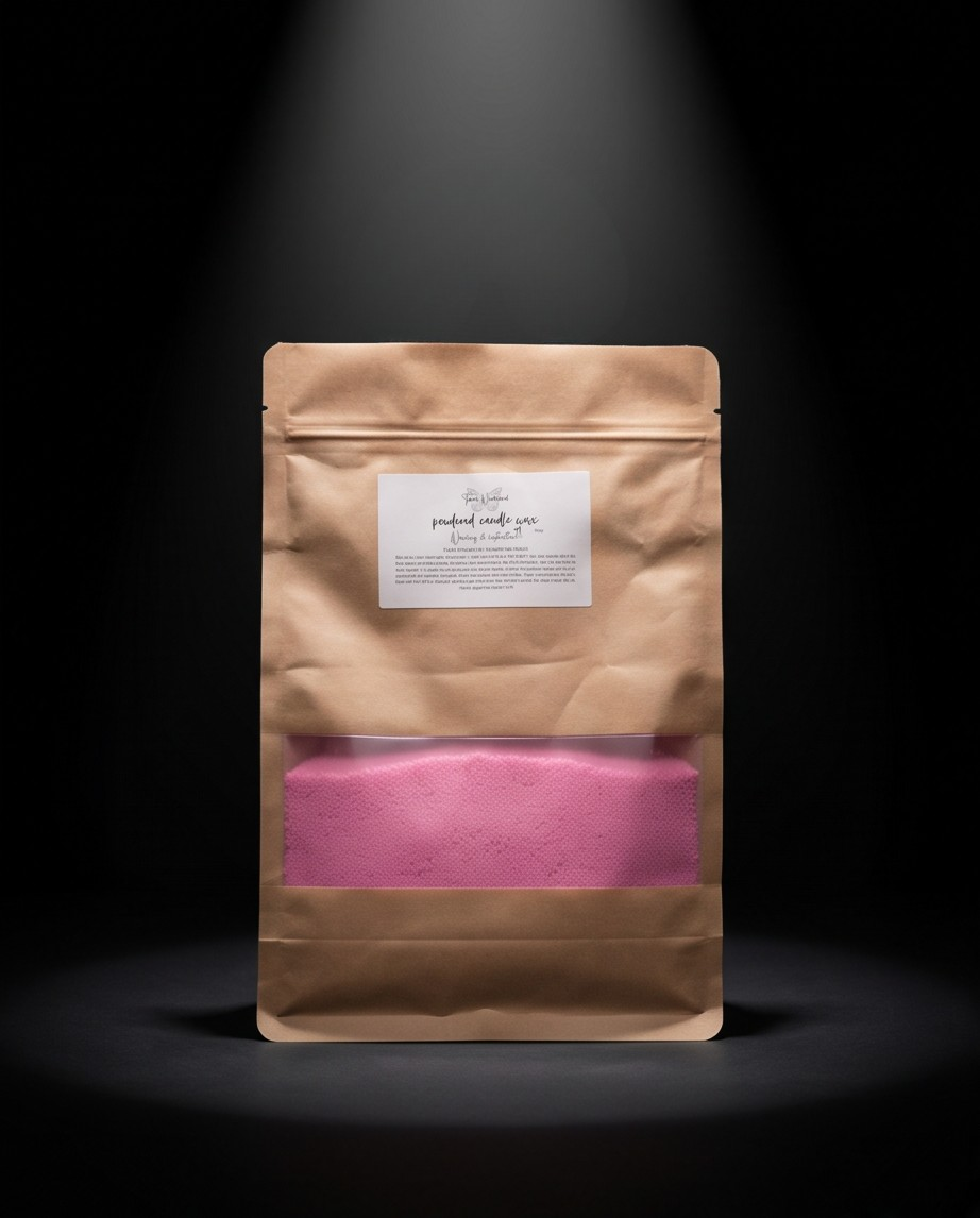 Pink powder candle wax pouch